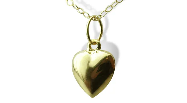 14K Puffed Heart Pendant with 15inch Chain