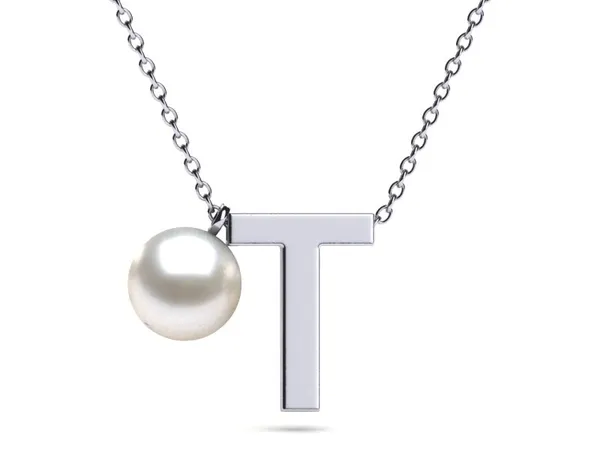 Initial Pearl Necklace Letter T