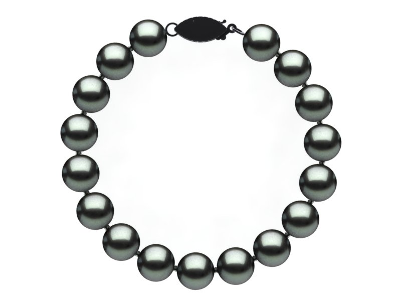 8.5 x 9mm Black Light Green Freshwater Pearl Bracelet