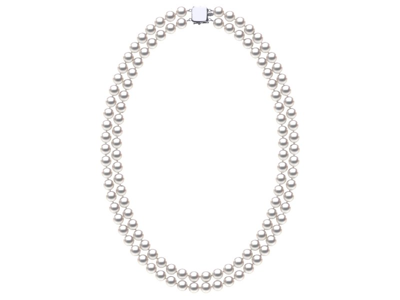 TRUE AAA Quality 6.5 x7mm White Akoya Cultured Pearl Double Strand Necklace