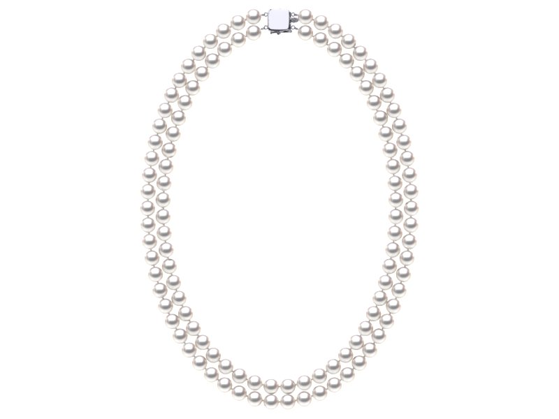 6.5-7.0 mm Double-Strand White Akoya Pearl Necklace