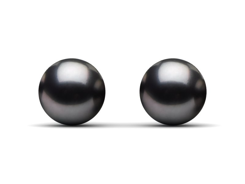 7.0 mm TRUE AAA Black Dark Black Freshwater Round Pearl Stud Earrings