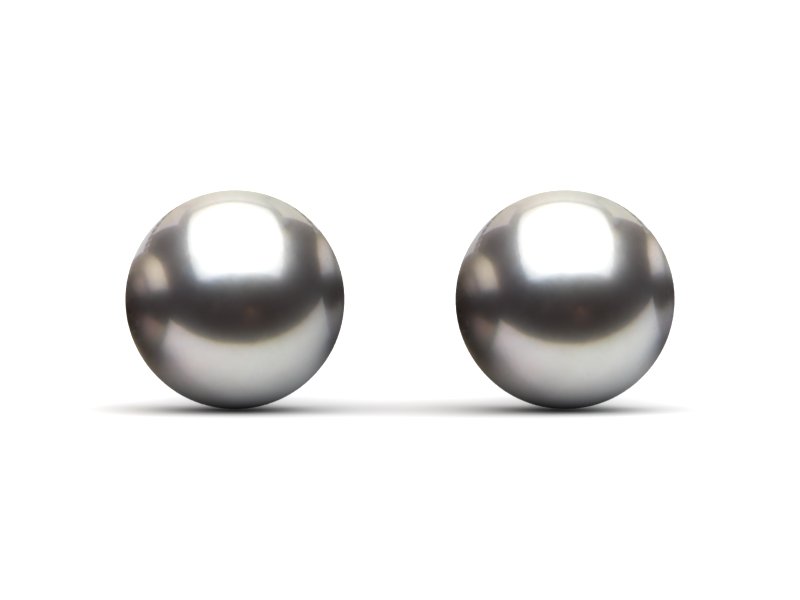 7.0 mm TRUE AAA Black Grey Freshwater Round Pearl Stud Earrings
