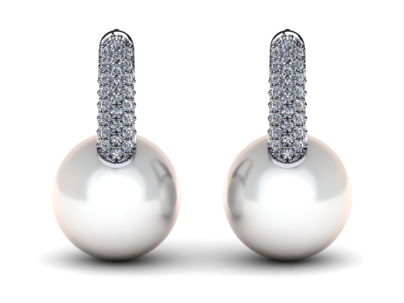 Pave Pearl & Diamond Earring