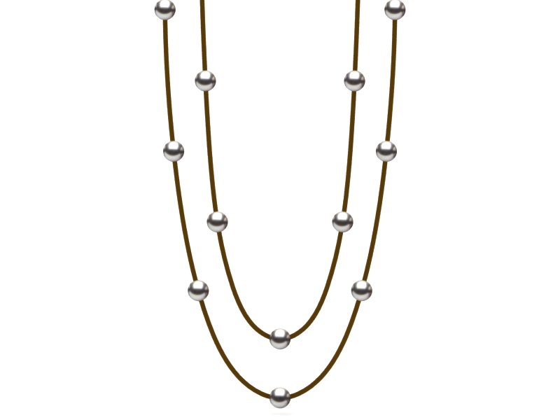 Pearl Leather Multicolor Lariat Grey Tahitian Pearls