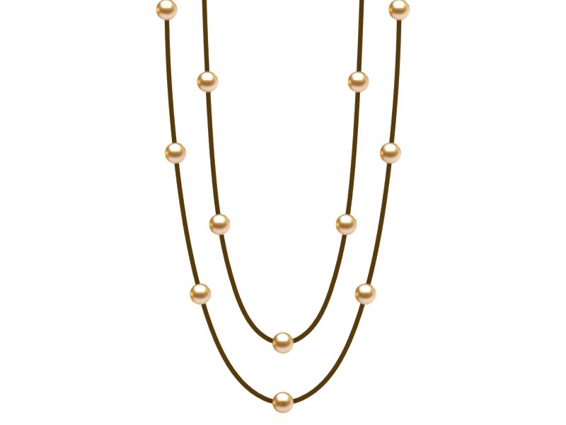 Pearl Leather Multicolor Lariat Golden