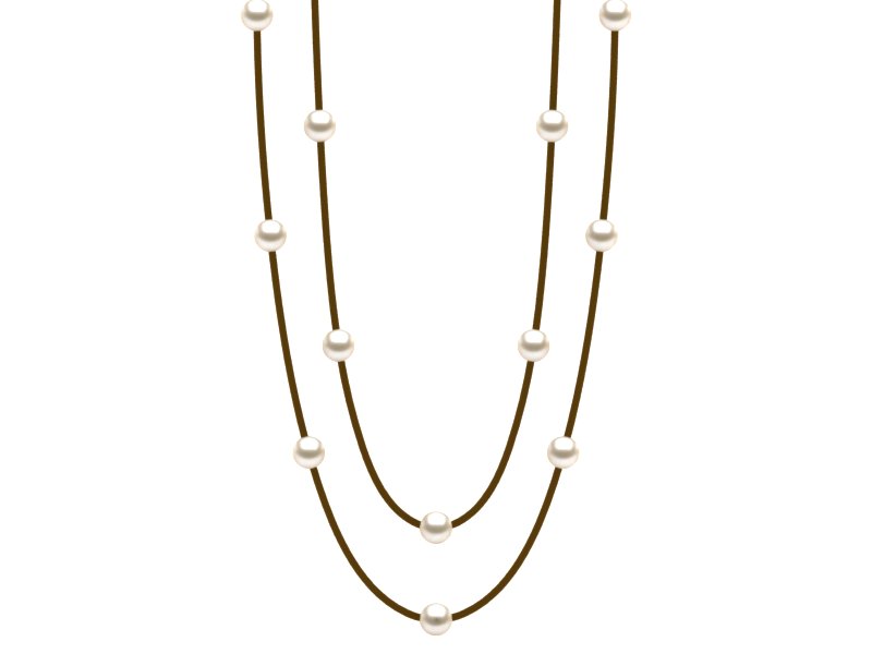 Pearl Leather Multicolor Lariat Light Golden Pearls