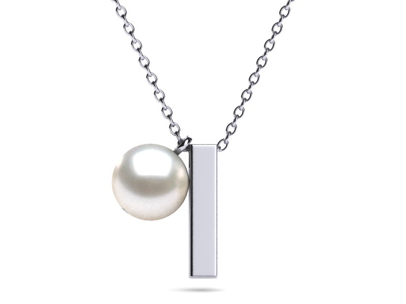 Initial Pearl Necklace Letter I