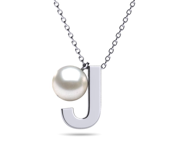 Initial Pearl Necklace Letter J