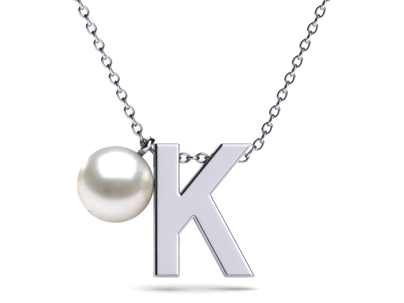 Initial Pearl Necklace Letter K