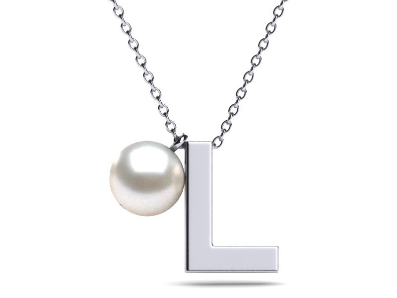 Initial Pearl Necklace Letter L