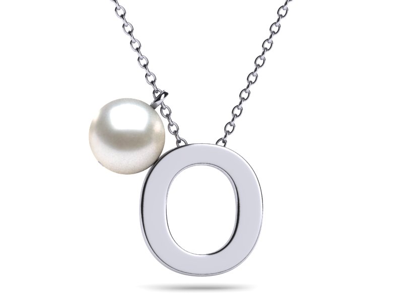 Initial Pearl Necklace Letter O