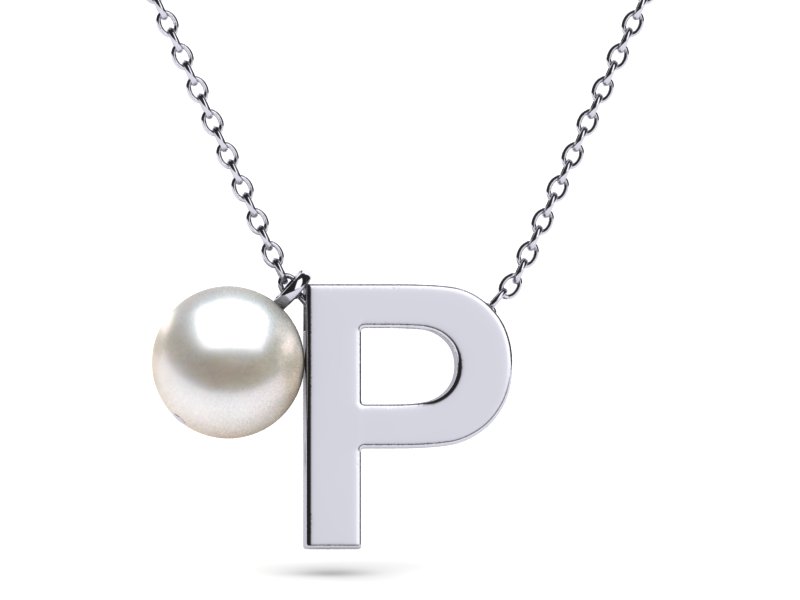 Initial Pearl Necklace Letter P