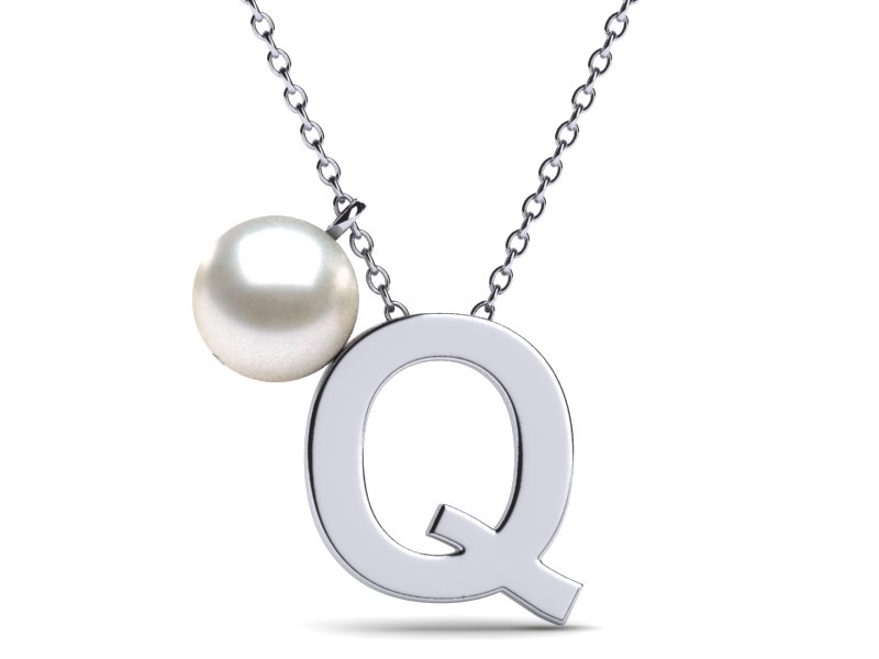 Initial Pearl Necklace Letter Q