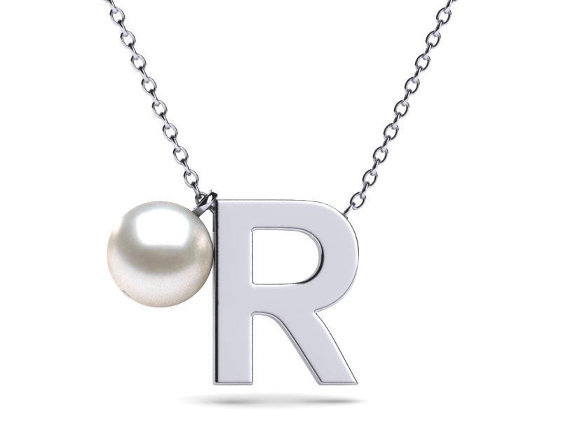 Initial Pearl Necklace Letter R