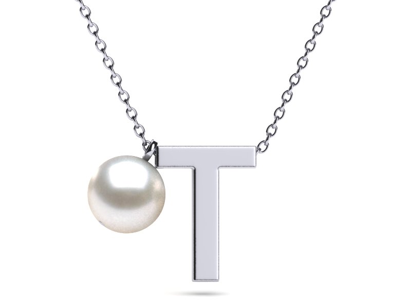 Initial Pearl Necklace Letter T