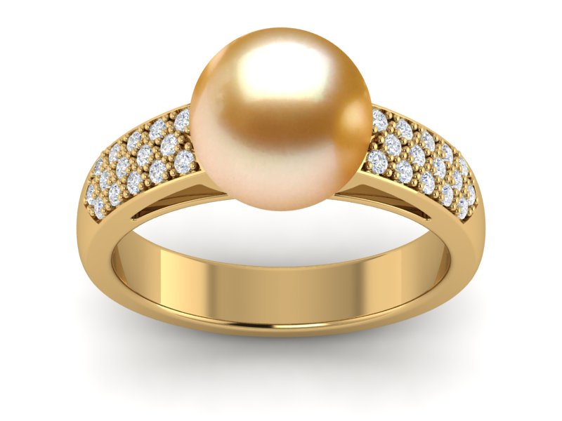 Golden South Sea Pearl Accent Ring
