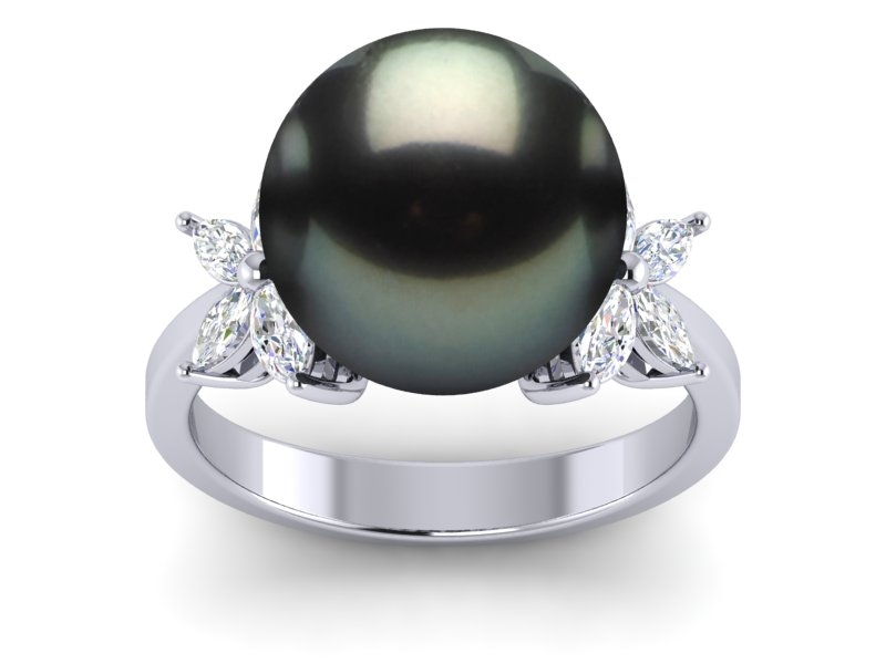 Tahitian Pearl Ring Diamond X