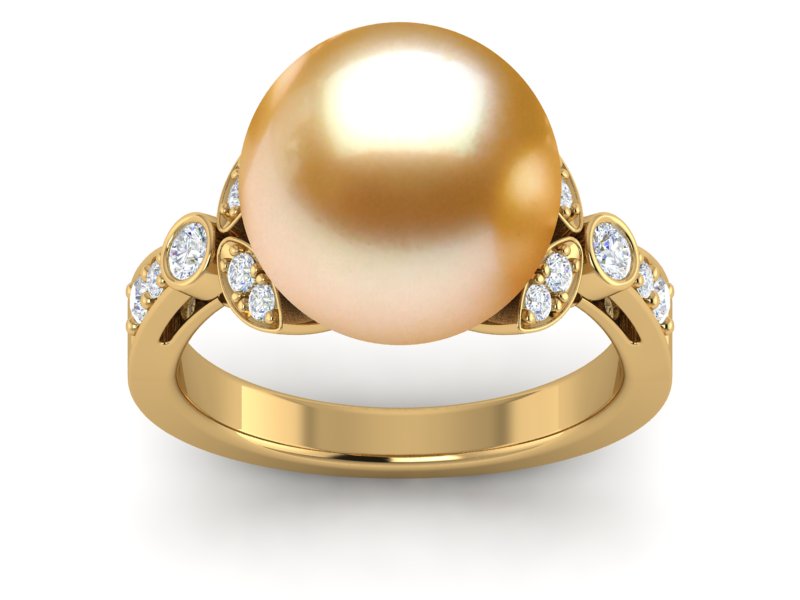 Golden South Sea Pearl Flower Ring