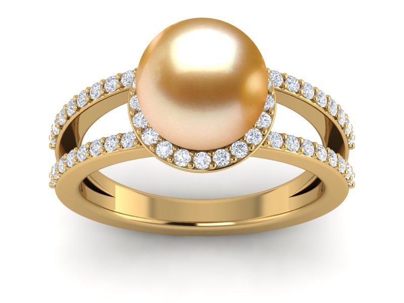Golden South Sea Pearl Halo Pearl Ring