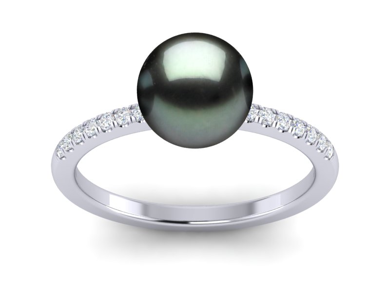 Tahitian Pearl Ring Micro Pav�
