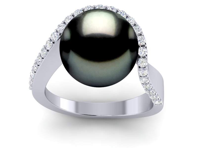 Tahitian Pearl Ring Ocean Wave