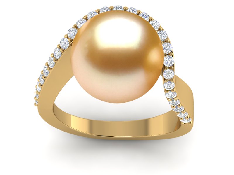 Golden South Sea Pearl Ocean Wave Ring
