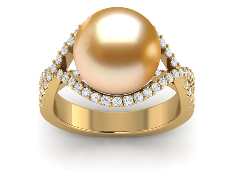 Golden South Sea Pearl Twist Ring
