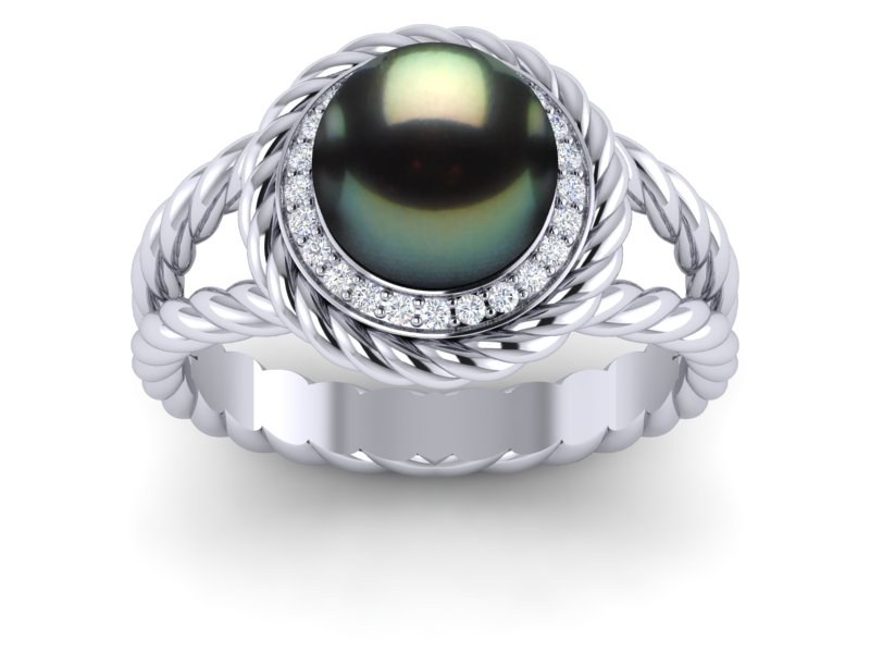 Tahitian Pearl Black South Sea Double Cable Ring