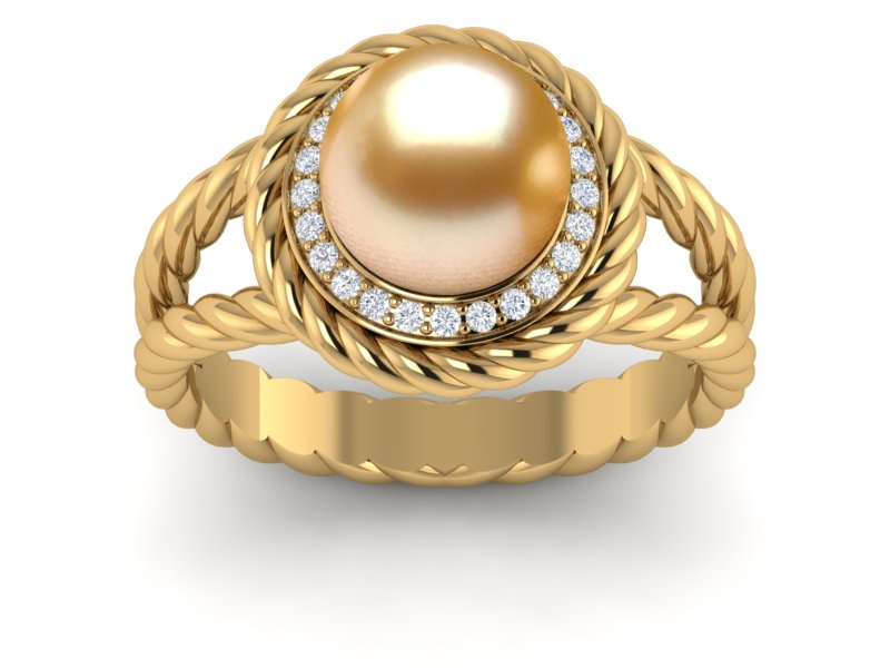 Golden Pearl Pearl Double Cable Ring