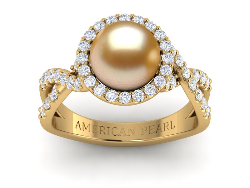 Golden Pearl South Sea Flow Ring