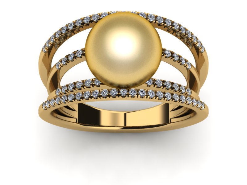 Golden Pearl Gyroscope Ring
