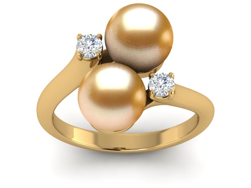 Golden South Pearl Gemini Ring