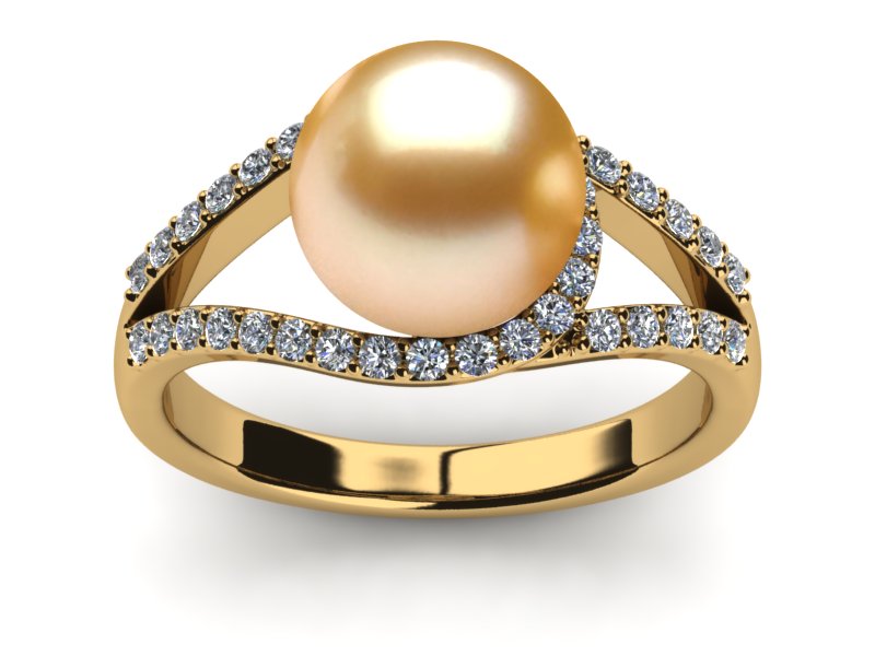 Golden South Sea Pearl Luna Ring
