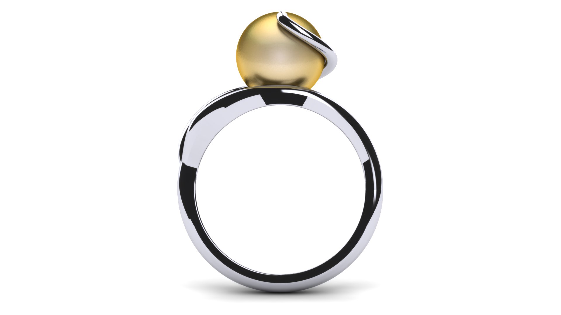 Wave Golden Pearl Ring