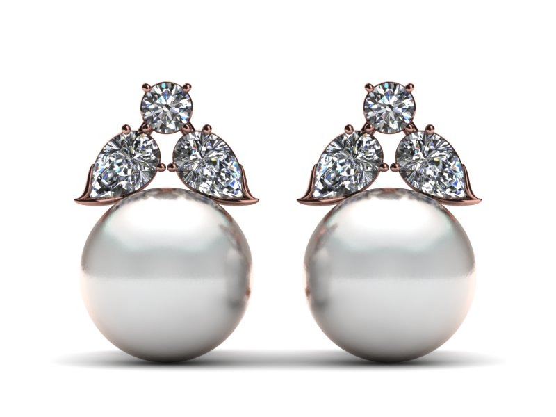South Sea Pearl Earring Round Diamond Drop