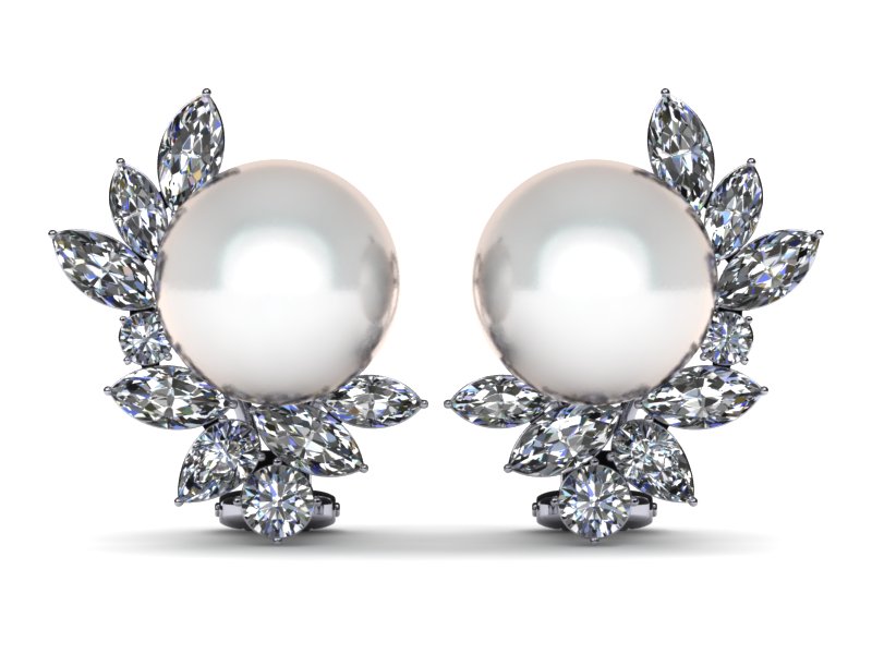 South Sea Cluster Diamond Pearl Earring