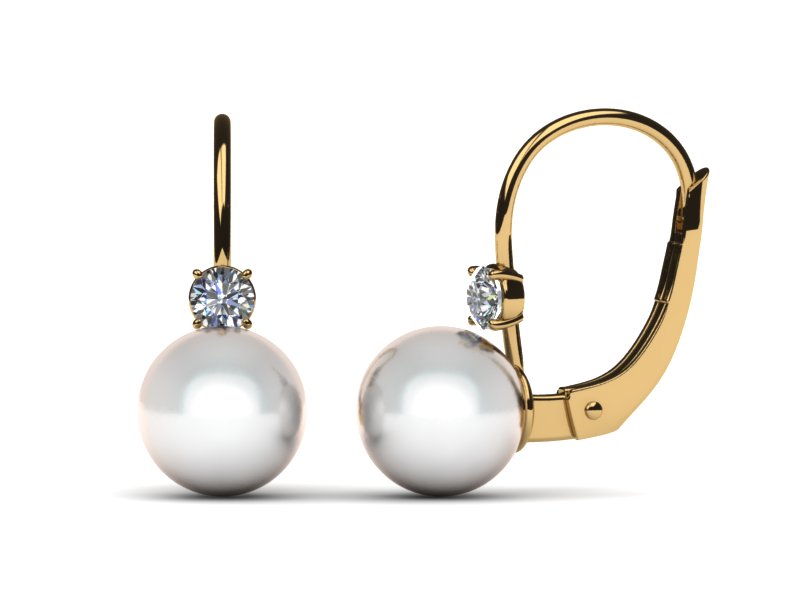 South Sea Pearl Earring Diamond Lever Back