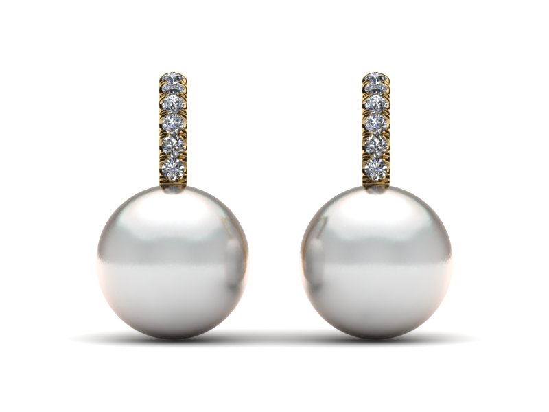 South Sea Pearl Diamond Lever Back Earring