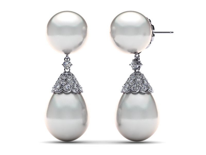 South Sea Pearl with Pav� Diamond Cap