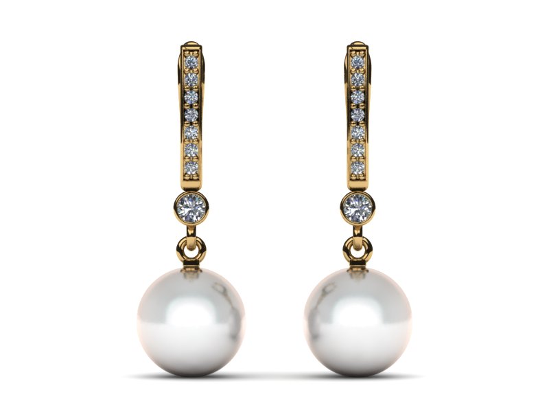South Sea Pav� French Clip with Round Brilliant Diamond
