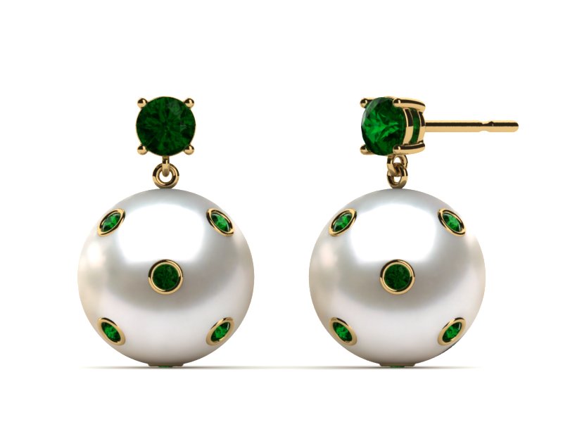 Starry Night South Sea Pearl & Emerald Earring