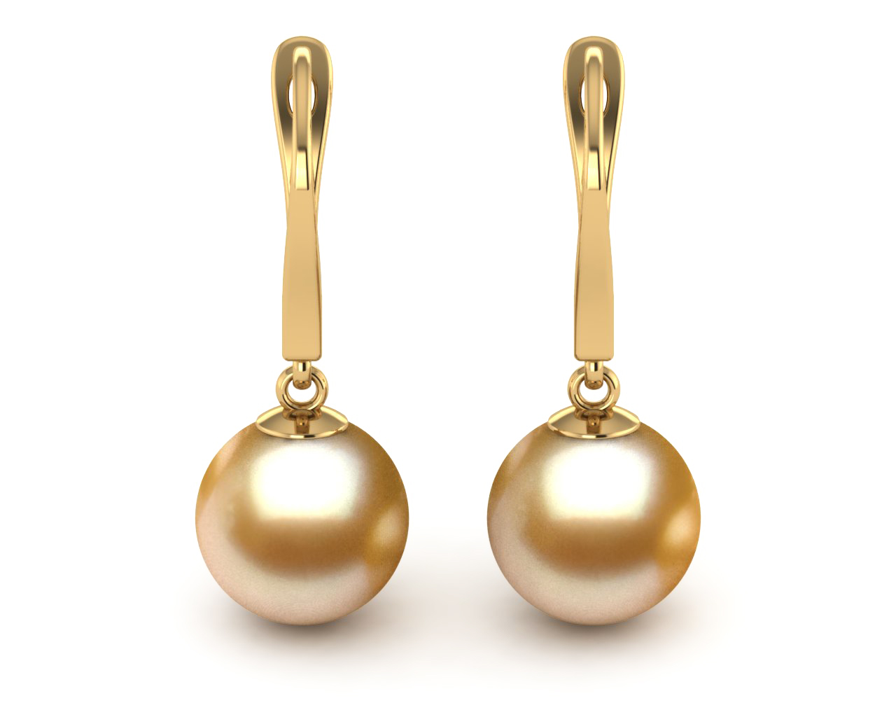 Golden Pearl Lever Back Earring