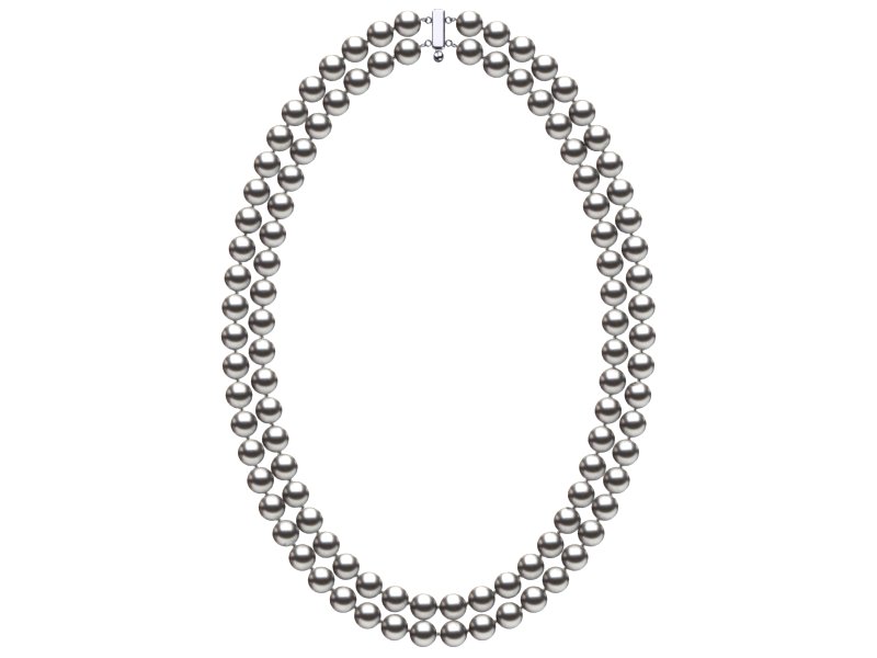 7 x 8mm Grey Freshwater Double Strand Pearl Choker