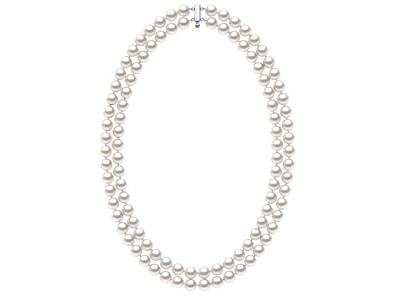 7 x 8mm White Freshwater Double Strand Pearl Choker