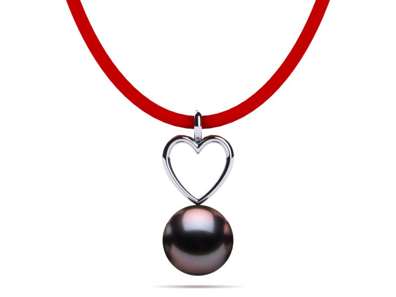 Tahitian Pearl Leather Heart Necklace