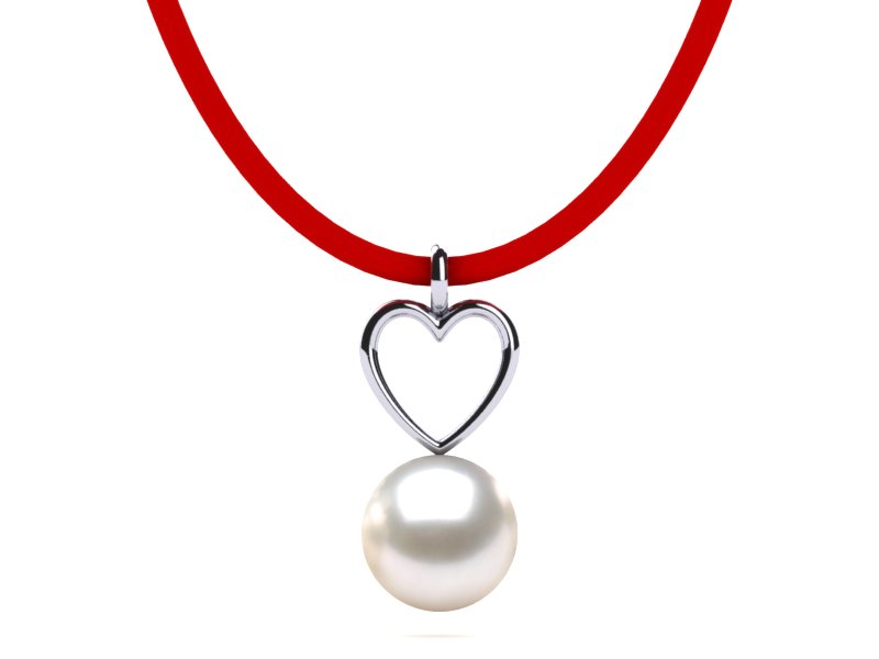 South Sea Pearl Leather Heart Necklace