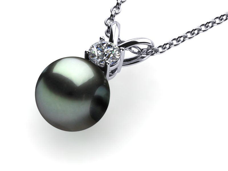 Tahitian Pearl 8mm Pearl & Diamond Pendant