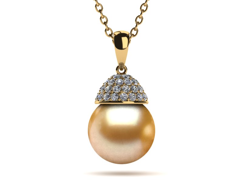 Golden Pearl Acorn Pendant