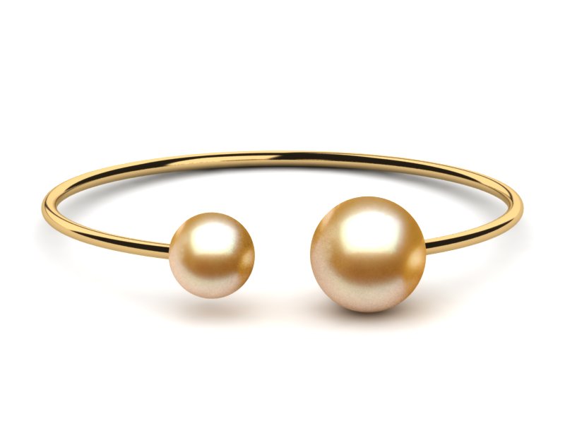 Golden Pearl Bangle Bracelet